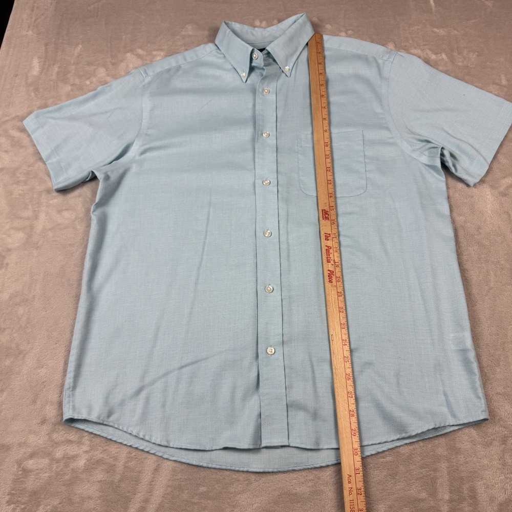 Roundtree & Yorke Travel Smart Shirt Mens Large Aqua Short Sleeve Button Down - Picture 3 of 6